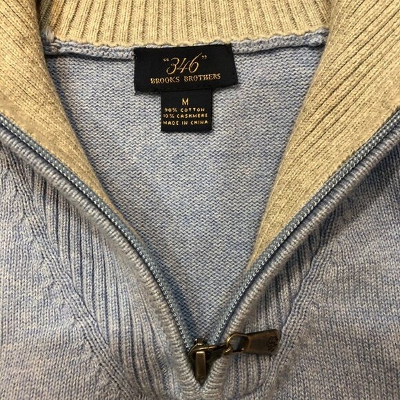 346 Brooks Brothers 1/4 Zip Long Sleeve Blue Pullover Size M - Picture 5 of 7